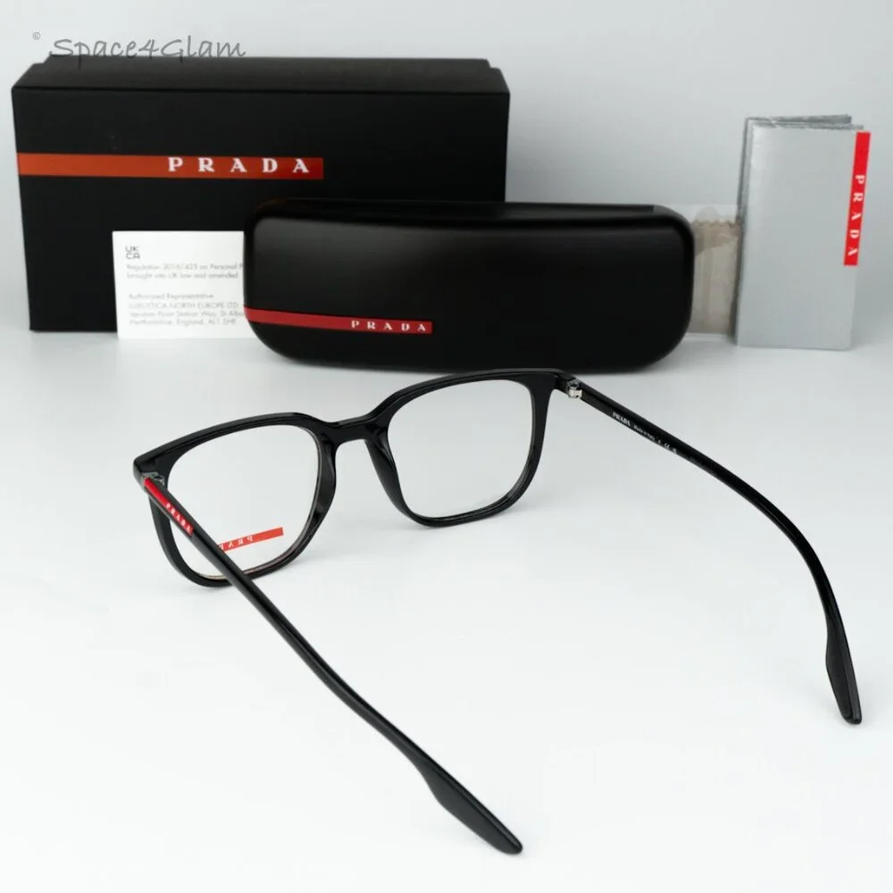 Prada Linea Rossa Women Eyeglasses Black Demo Square PS01OV 1AB1O1 BRAND NEW